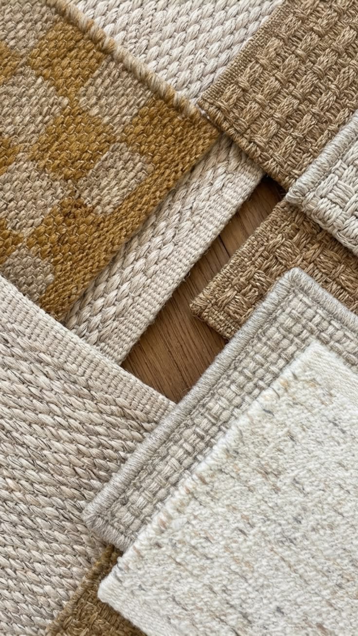 Carpet samples and finishing options for bespoke rugs and runners